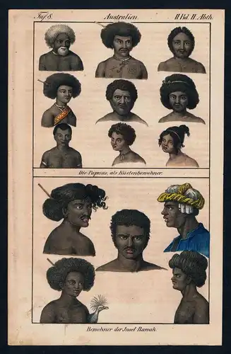 - Papua New Guinea people Australia handcolored litho