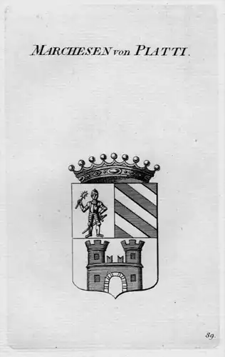 Marchesen Piatti Wappen Adel coat of arms heraldry Heraldik Kupferstich