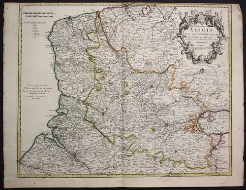 Artois Douai Boulogne Abbeville carte map Delisle Kupferstich
