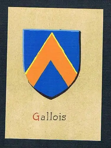 19. / 20. Jh. - Gallois Blason Aquarelle coat of arms Wappen Heraldik
