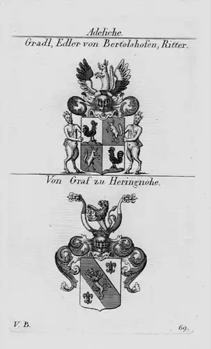 Gradl Bertolshofen Heringnohe Wappen Adel coat of arms heraldry Kupferstich