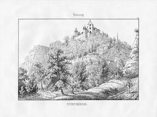 Schloss Surpierre Broyebezirk Kanton Freiburg Schweiz Lithographie Suisse