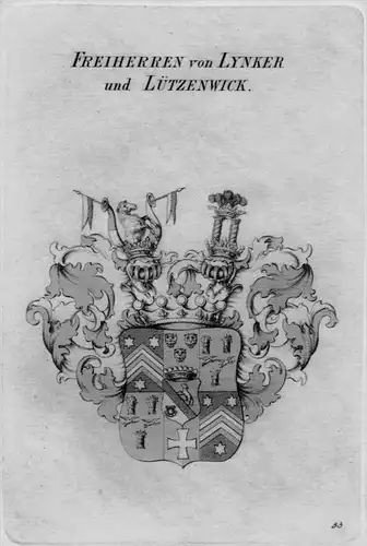 Lynker Lützenwick Wappen Adel coat of arms heraldry Heraldik Kupferstich