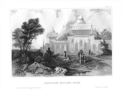 Mausoleum Mahomed Chan Besucher Asien Asia  engraving