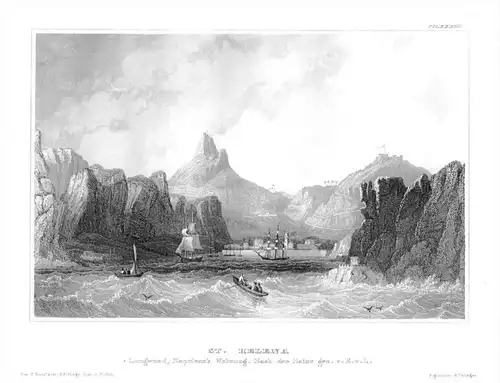 Longwood Saint Helena Napoleon Atlantik  engraving