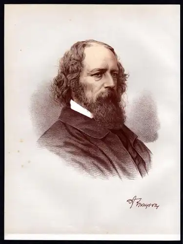 Alfred Tennyson (1809-1892) Dichter - Lithographie Portrait