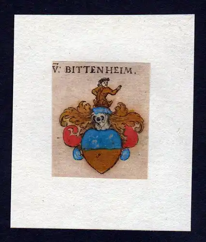 17. Jh von Bittenheim Wappen coat of arms heraldry Heraldik Kupferstich