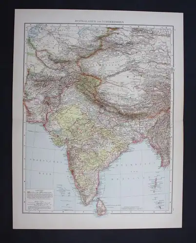 Indien India Neu-Delhi Madras Lahore Asien Asia Karte map Lithographie