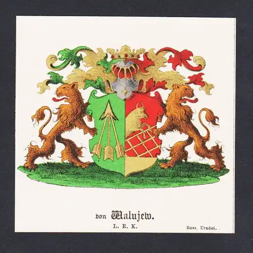 . von Walujew Wappen Heraldik coat of arms heraldry Litho