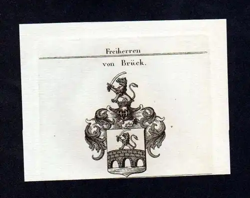 Freiherren von Brück Kupferstich Wappen engraving Heraldik crest