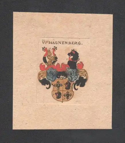 . von Hagnenberg Wappen coat of arms heraldry Kupferstich