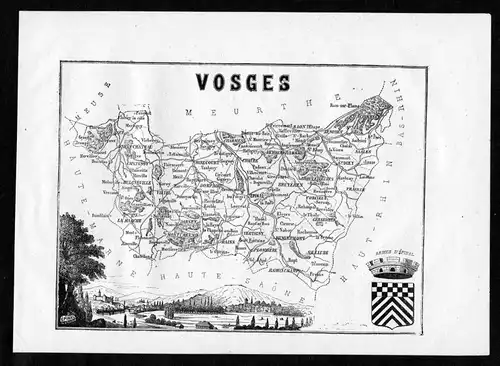 Vosges - Epinal Frankreich France Departement Karte map Holzstich