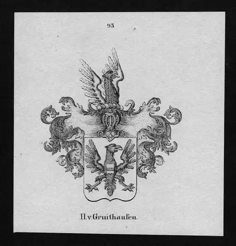 von Gruithausen Wappen Adel coat of arms heraldry Heraldik Lithographie