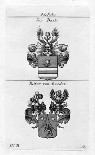 Baab Baader - Wappen Adel coat of arms heraldry Heraldik Kupferstich