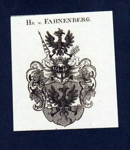 Herren von Fahnenberg Kupferstich Wappen engraving Heraldik crest
