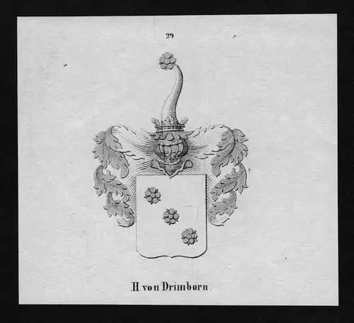von Drimborn Wappen Adel coat of arms heraldry Heraldik Lithographie