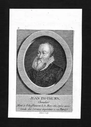 Jean Im-Thurn - Hans Im Thurn-Stokar (1535 - 1611) Schaffhausen Vogtherr Schweiz Suisse Kupferstich Portrait