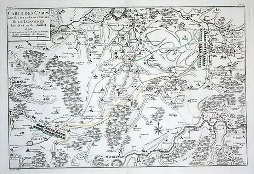 Maubeuge Bavay Jeumont Mons Givry Kupferstich map gravure carte Karte