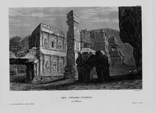 Ellora Felsen Tempel Maharashtra Indien India Asien engraving