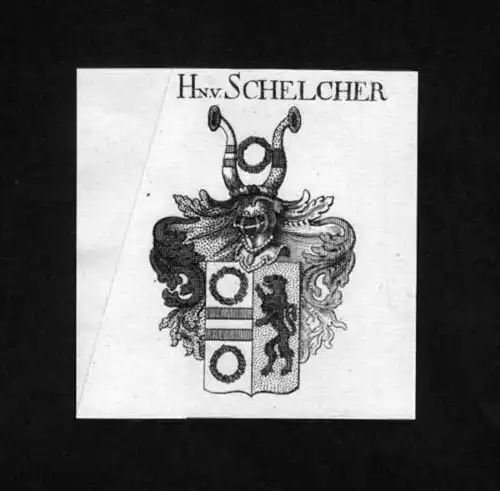 Herren v. Schelcher Heraldik Kupferstich Wappen