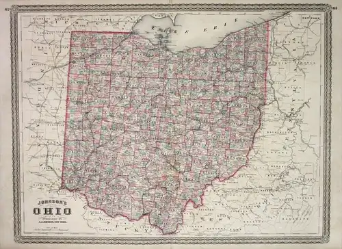 Ohio - Ohio United States Johnson vintage map Karte civil war antique engraving