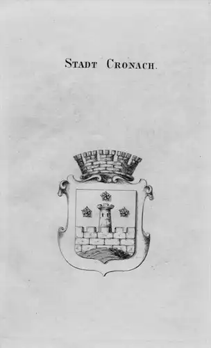Stadt Cronach Wappen Adel coat of arms heraldry Heraldik Kupferstich