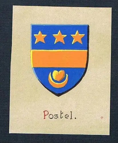 19. / 20. Jh. - Postel Blason Aquarelle Wappen Heraldik coat of arms