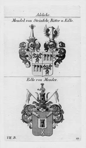 Mendel Steinfels Mender Wappen coat of arms heraldry Heraldik Kupferstich