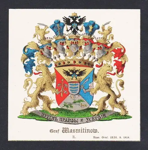 . von Wasmitinow Wappen Heraldik coat of arms heraldry Litho