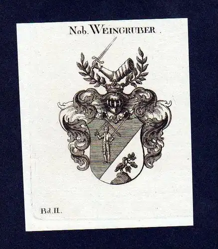 Nob Weingruber Original Kupferstich Wappen coat of arms Heraldik