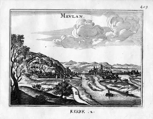 Meulan-en-Yvelines Frankreich France gravure estampe Kupferstich