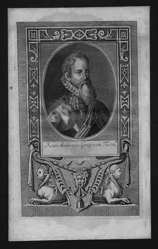 Count Juan Ambrosio Graf Von Turn engraving Kupferstich Portrait