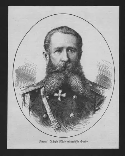 Josef Wladimirowitsch Gurko General wood engraving Holzstich Portrait