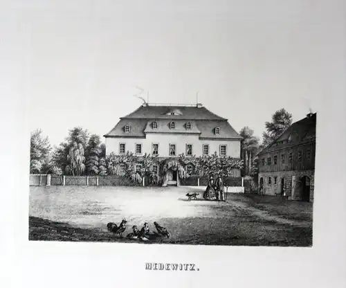 Medewitz Demitz-Thumitz Oberlausitz Poenicke Lithographie Litho