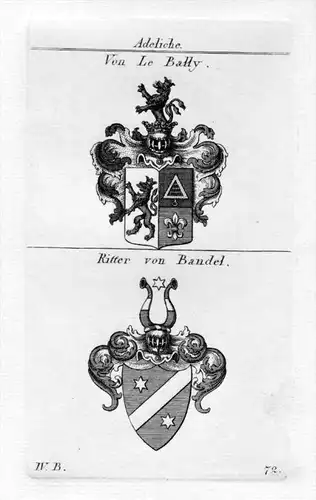 Le Bally Bandel - Wappen Adel coat of arms heraldry Heraldik Kupferstich