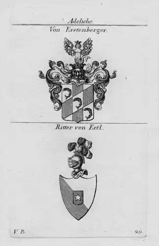 Erstenberger Ertl Wappen Adel coat of arms heraldry crest Kupferstich