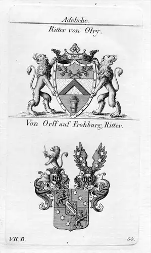 Olry Orff Frohburg Wappen coat of arms Heraldik heraldry Kupferstich