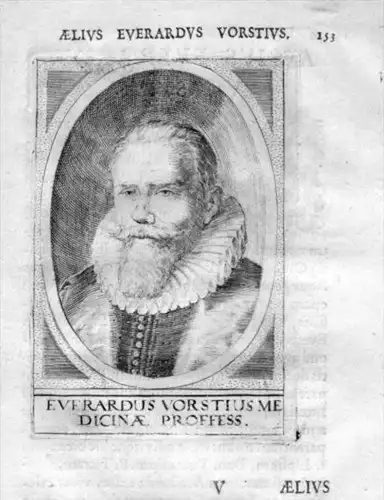 Aelius Everardus Vorstius Arzt Mediziner Dutch physician doctor medicine Medizin Leiden Holland Portrait Kupfe