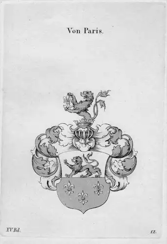 Paris Wappen Adel coat of arms heraldry Heraldik crest  Kupferstich