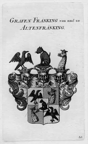 Fränking Altenfränking Wappen Adel coat of arms Heraldik crest Kupferstich