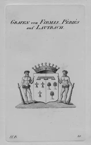 Firmas Peries Lautrach Wappen coat of arms Heraldik crest Kupferstich