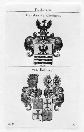 von Dalberg Daddaz de Corsinge Wappen Adel heraldry Heraldik Kupferstich