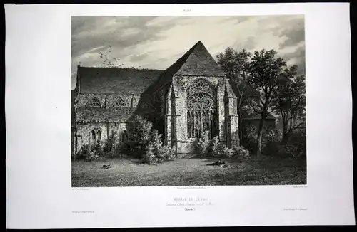Abbaye de L'Epau - Yvre Eveque Mans Sarthe Frankreich France Lithographie