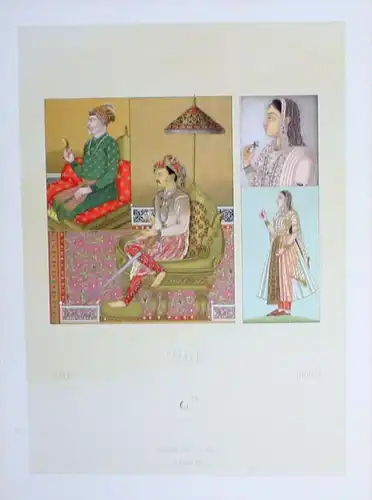 Tracht costumes Mogul Frauen women Indien India Lithographie lithograph