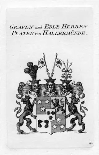 Platen Hallermünde Adel Wappen coat of arms heraldry Heraldik Kupferstich