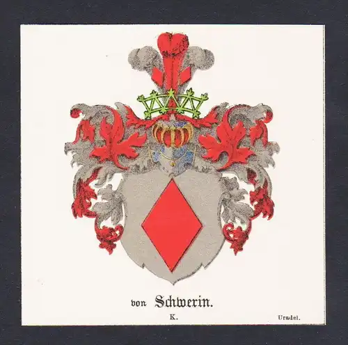 . von Schwerin Wappen Heraldik coat of arms heraldry Lithographie