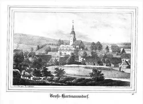 Großhartmannsdorf Mittelsachsen Lithographie engraving lithograph