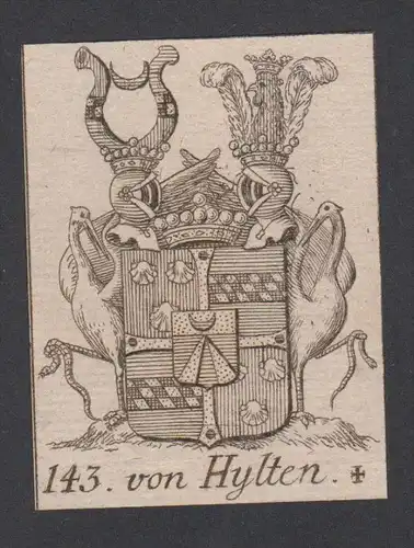 von Hylten Wappen vapen coat of arms Genealogie Heraldik Kupferstich