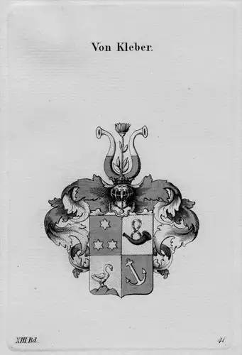Kleber Wappen Adel coat of arms heraldry Heraldik crest Kupferstich