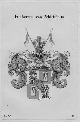 Schleitheim Wappen coat of arms heraldry Heraldik Kupferstich